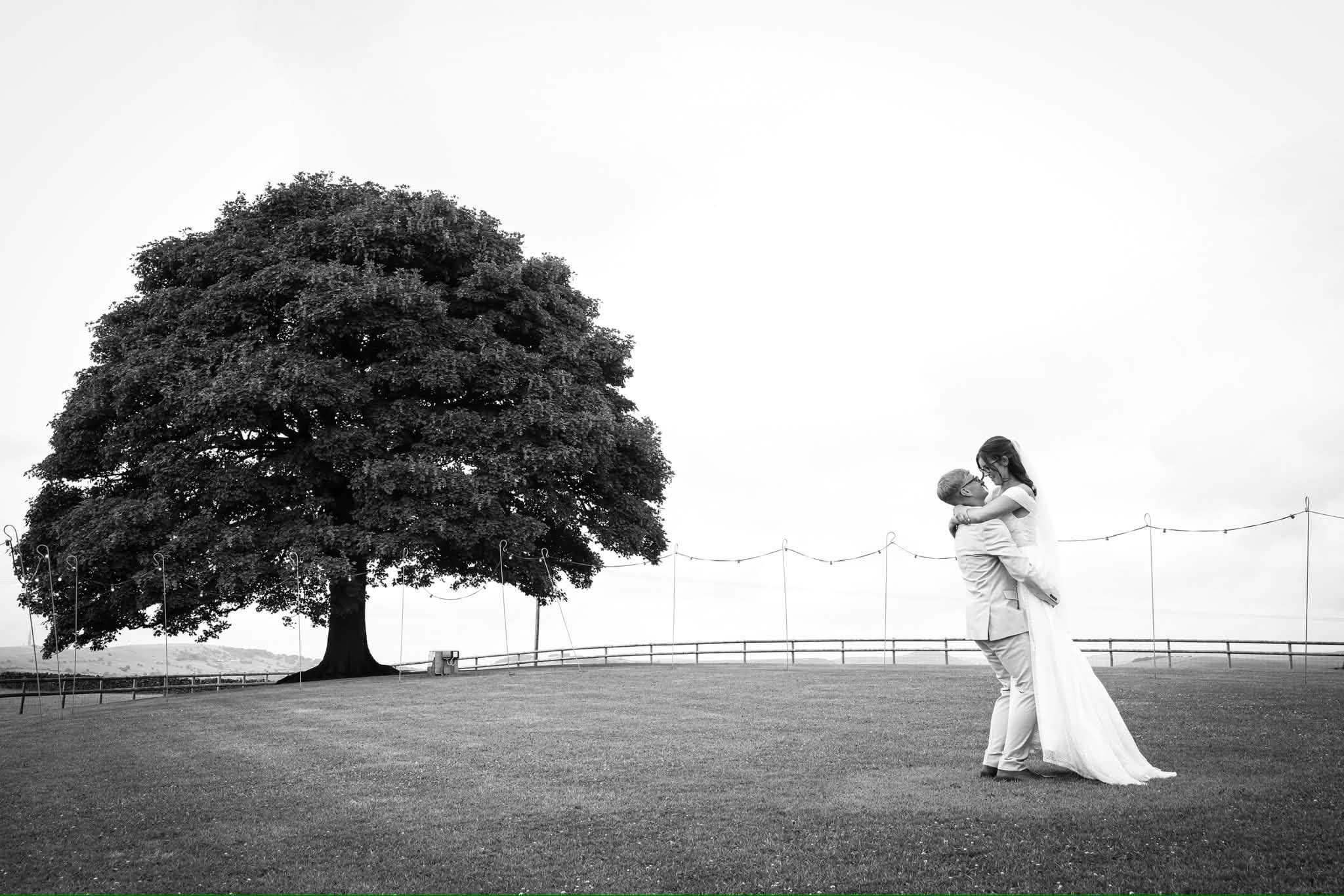 A bride and groom together on their wedding day